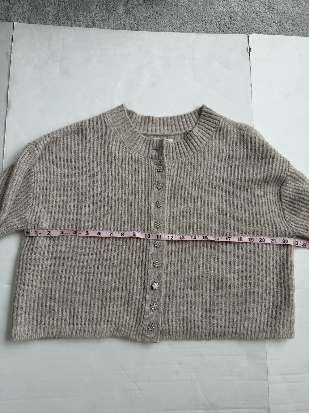 AE Short-Sleeve Ribbed Button-Front Sweater - Picture 7 of 8